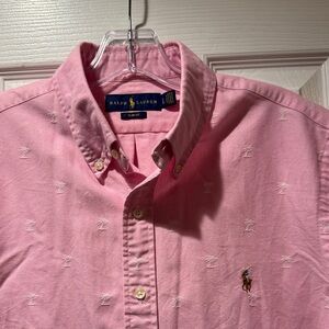 Ralph Lauren Pink Button-Down Shirt with Embroidered Pony